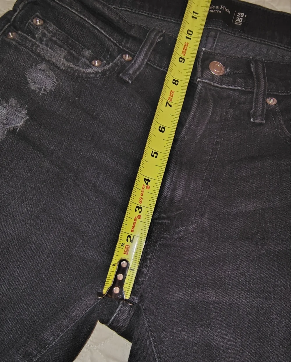 Abercrombie And Fitch Men's Skinny Stretch Black Distressed Jeans Size 29x32